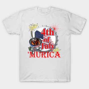 Murica 4th of July Retro Barbeque BBQ Murica 2022 Patriotic T-Shirt